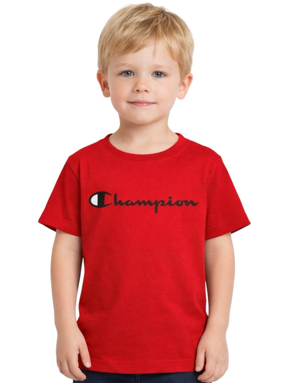 Champion Kids Red Script Logo T-Shirt Size 4 Cotton